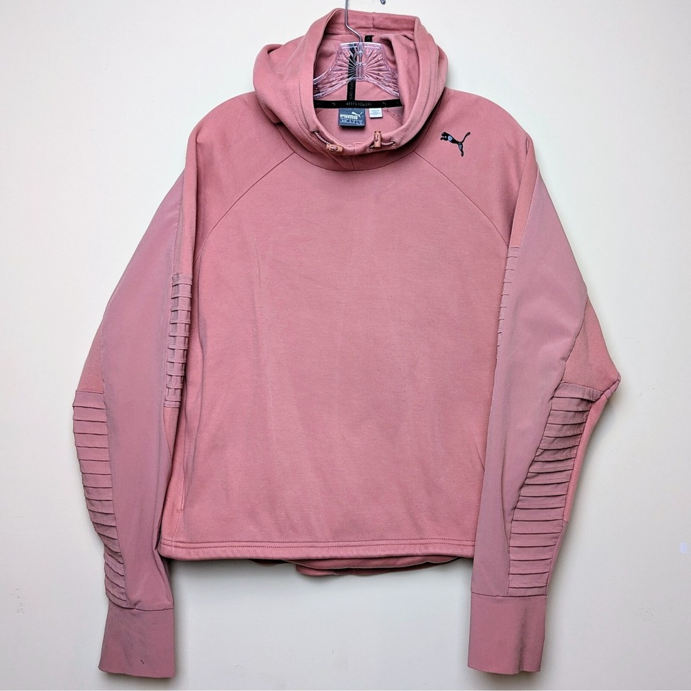 Puma Sweater Peach Pink‎ Pullover Running Jogging Crop Hoodie Sweatshirt Large